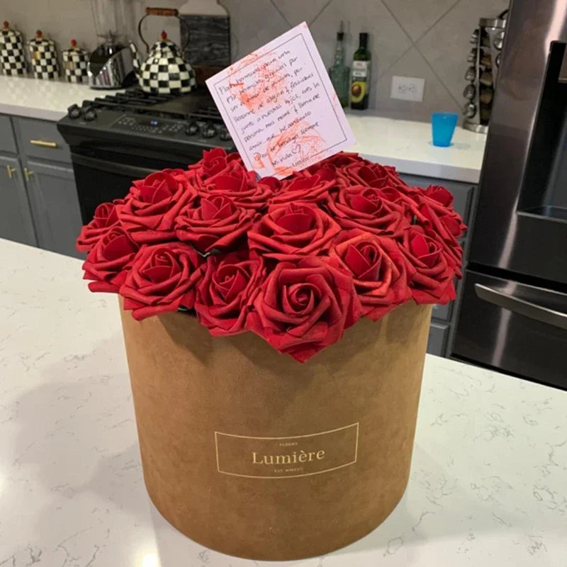 Artificial Red Roses - Realistic Fake Flowers with Stem for DIY Wedding Bouquets and Home Decor - ZOOMNSTORE