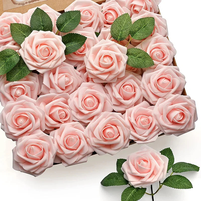 Artificial Red Roses - Realistic Fake Flowers with Stem for DIY Wedding Bouquets and Home Decor - ZOOMNSTORE