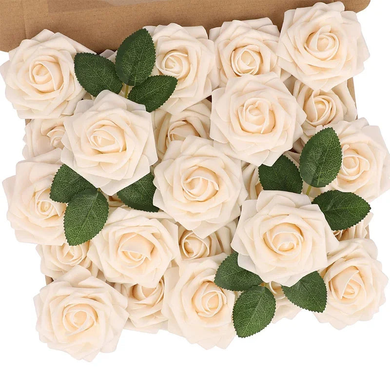 Artificial Red Roses - Realistic Fake Flowers with Stem for DIY Wedding Bouquets and Home Decor - ZOOMNSTORE