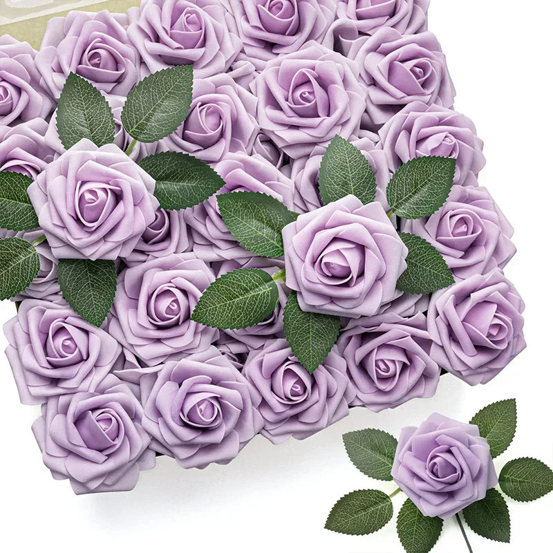 Artificial Red Roses - Realistic Fake Flowers with Stem for DIY Wedding Bouquets and Home Decor - ZOOMNSTORE