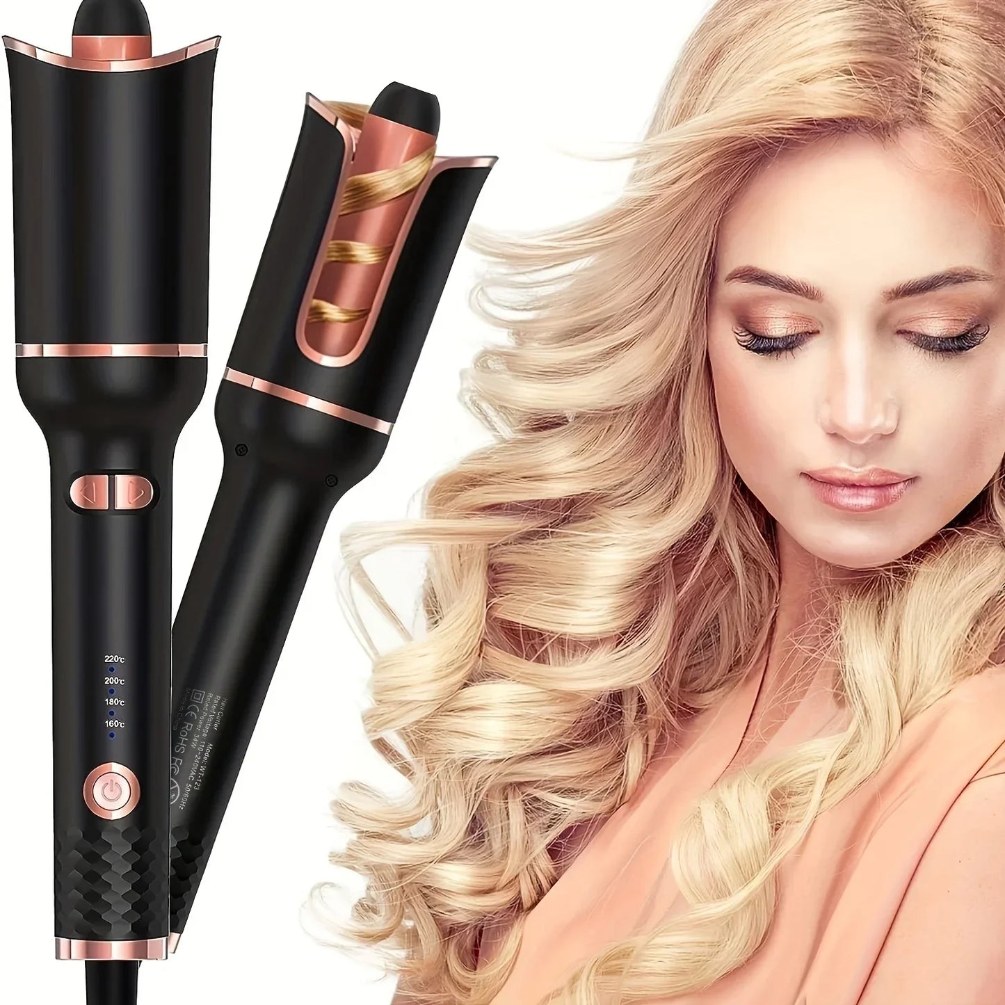 Auto Rotating Curling Iron – Ceramic Hair Styler With 360° Swivel Cord & Digital Temperature - ZOOMNSTORE