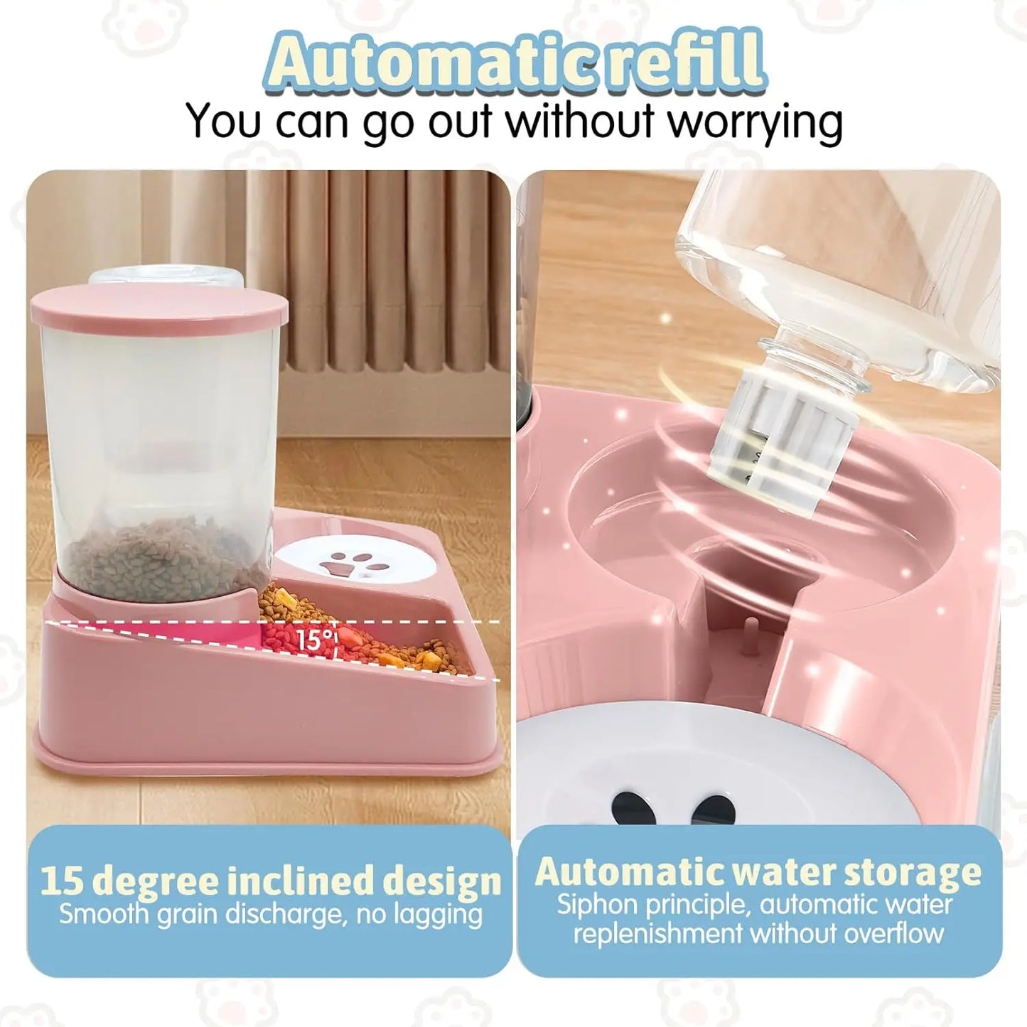 Automatic Cat Feeder Water Dispenser Set - 2-in-1 Gravity Food and Water Feeder - ZOOMNSTORE