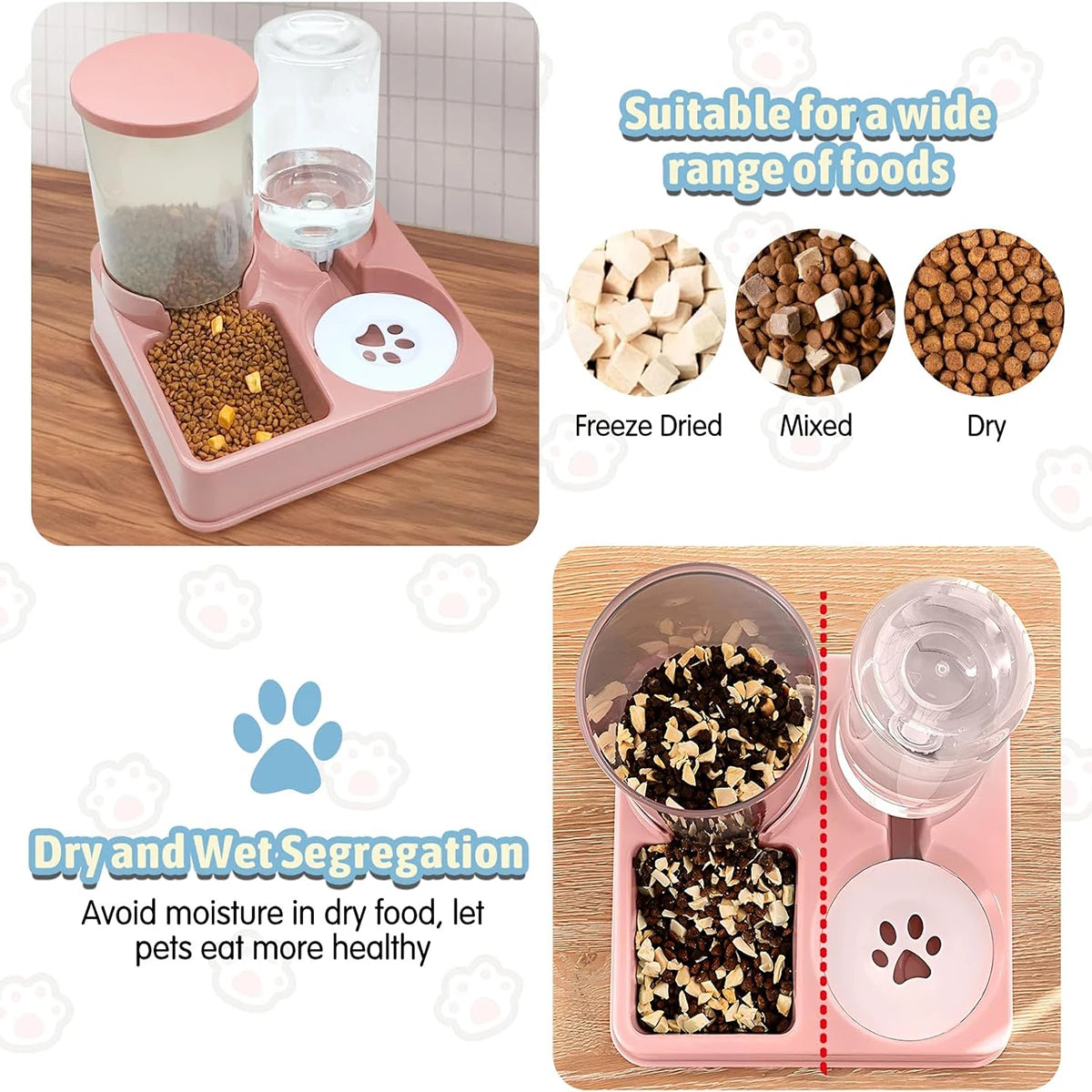 Automatic Cat Feeder Water Dispenser Set - 2-in-1 Gravity Food and Water Feeder - ZOOMNSTORE