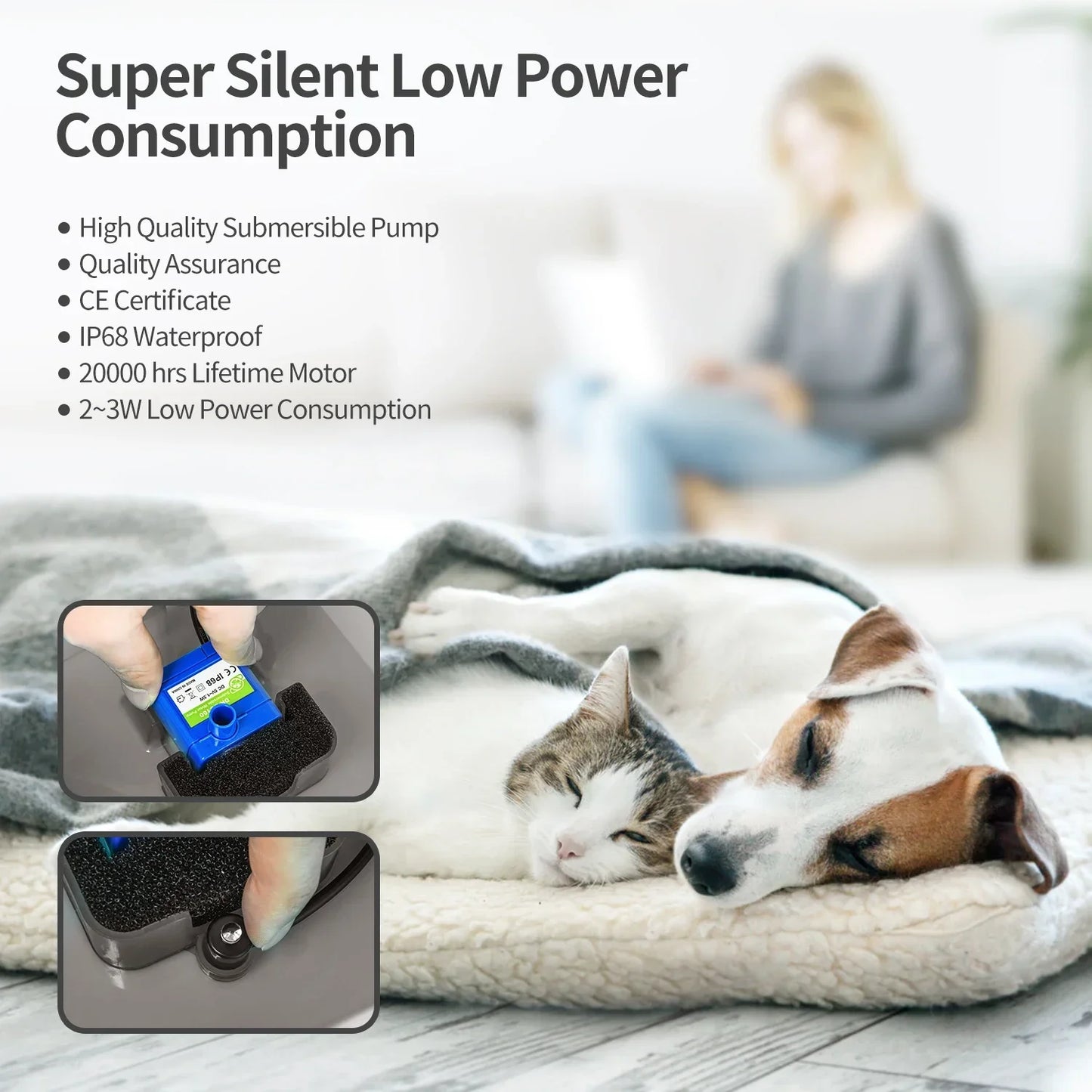 Automatic Cat Water Fountain - 67oz Ultra Silent Pet Dispenser with LED Lighting - ZOOMNSTORE