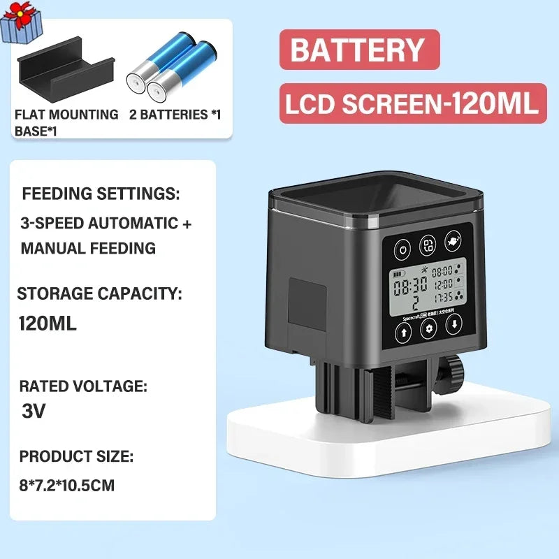 Automatic Fish Feeder LED LCD Screen 120ml/320ml Large Capacity Smart Timing Turtle Fish Tank Auto Feeder Aquarium Accessories - ZOOMNSTORE
