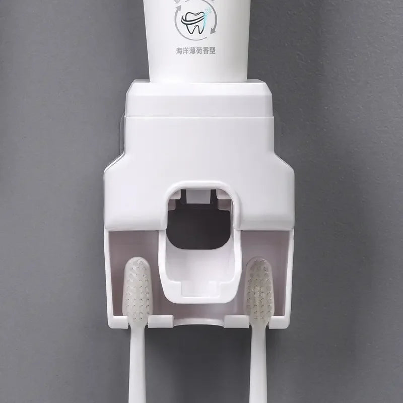 Automatic Toothpaste Dispenser Toothbrush Holder - Wall Mount Squeezer for Bathroom - ZOOMNSTORE
