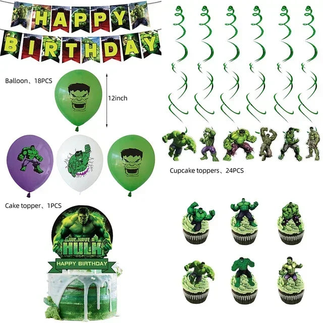 Avengers Hulk Birthday Party Supplies - Superhero Cups Plates Napkins Balloons - ZOOMNSTORE