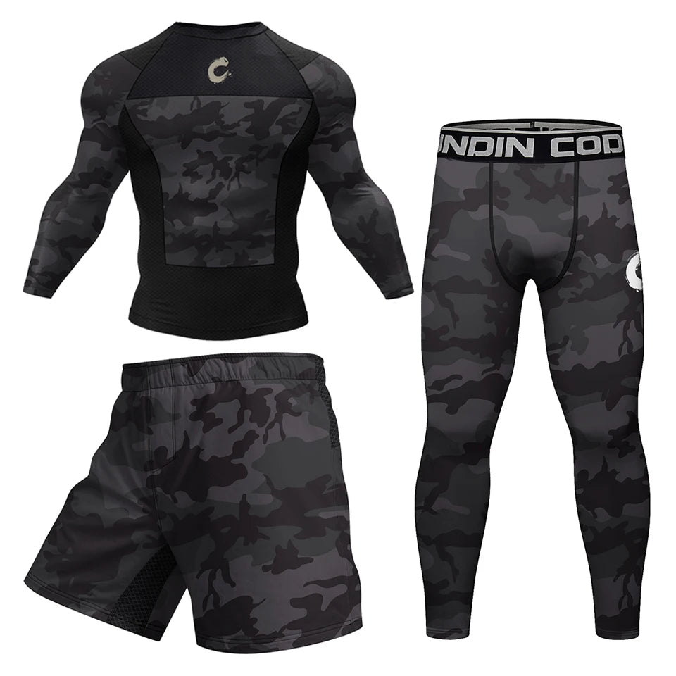 Mens Black No Gi BJJ Jiu Jitsu Set - MMA Shorts Compression Rashguard - ZOOMNSTORE