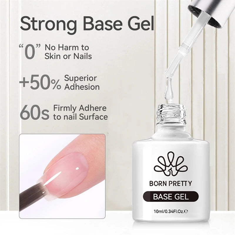 BORN PRETTY Gel Nail Polish Set - Super Top Coat Base Gel 10ml Semi-Permanent Varnish - ZOOMNSTORE