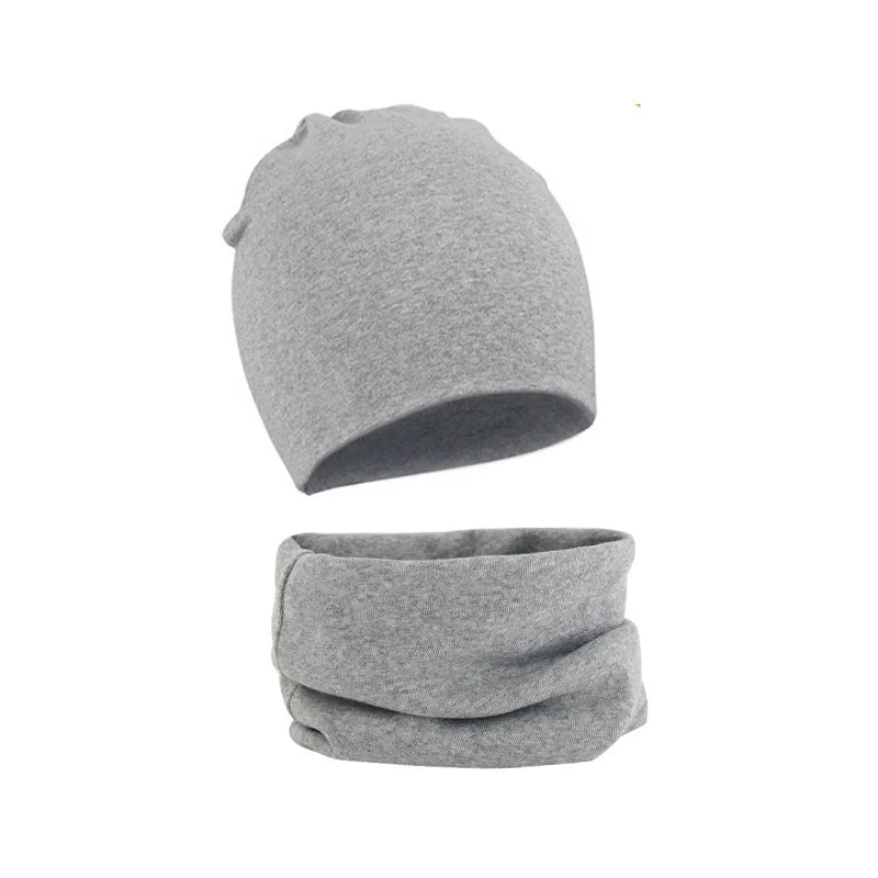 2Pcs Baby Beanie Hat Scarf Set Cotton Kids Cap for Girls Boys Elastic Candy Color Toddler Hat Kids Accessories Infant Bonnet - ZOOMNSTORE