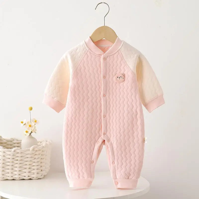 Baby Bodysuit Romper - Newborn Warm Cotton One-Piece Outfit With Long Sleeve - ZOOMNSTORE