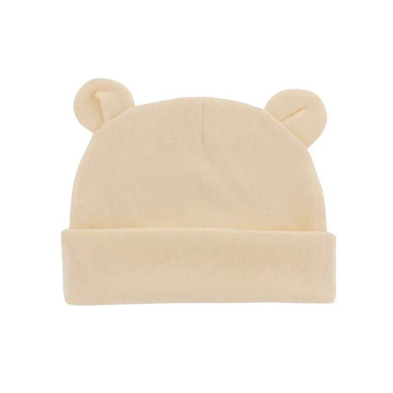 Autumn Winter Baby Hat Comfortable Solid Color Hats Cute Ear Shape Cotton Cap Newborn Photography Props 0 -1 Infant Bonnet Items - ZOOMNSTORE