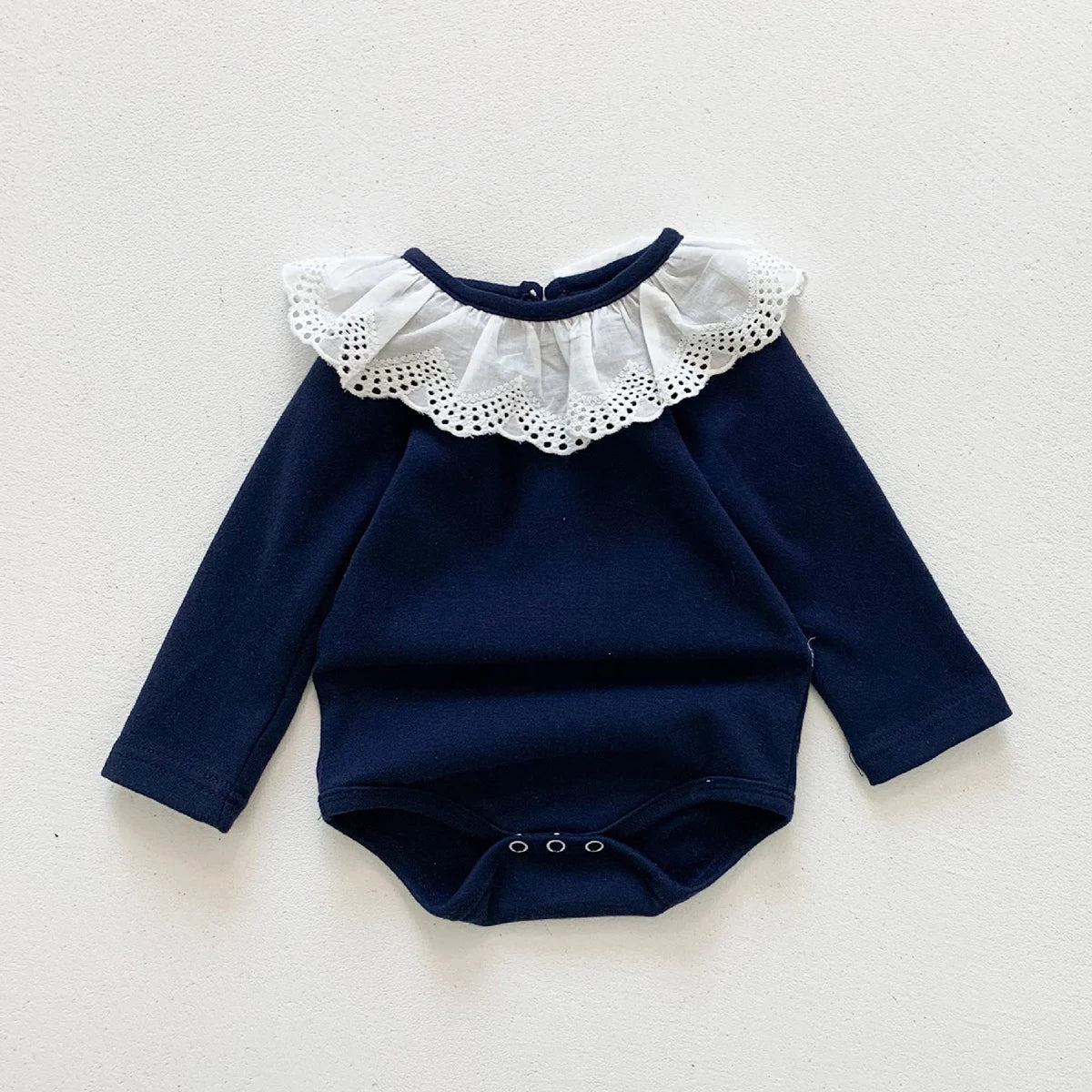 Baby Girl Romper - Long Sleeve Lace Detail Soft Cotton Bodysuit for Newborns - ZOOMNSTORE