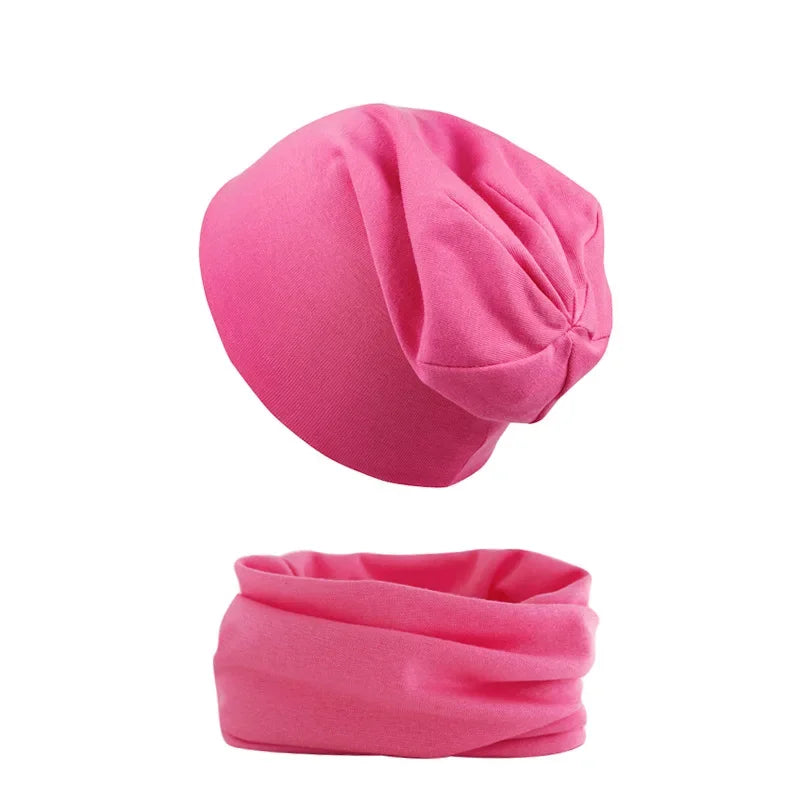 2pcs New Baby Hat Scarf Set Boys Girls Hip Hop Cap Autumn Winter Soft Elastic Beanie Hats Cotton Newborn Bonnet Warm Accessories - ZOOMNSTORE