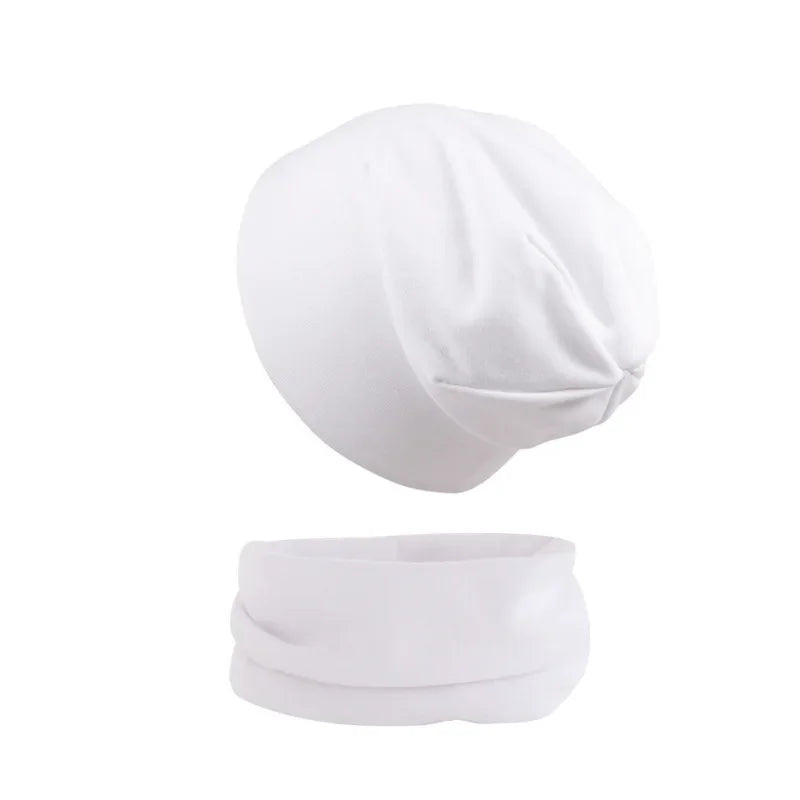 2pcs New Baby Hat Scarf Set Boys Girls Hip Hop Cap Autumn Winter Soft Elastic Beanie Hats Cotton Newborn Bonnet Warm Accessories - ZOOMNSTORE