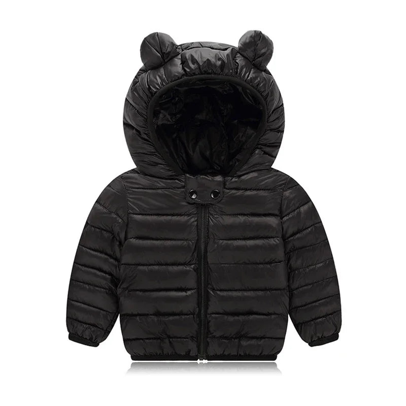 Baby Winter Coat - Lightweight Toddler Down Jacket with Ear Hoodie & Zipper Closure - ZOOMNSTORE