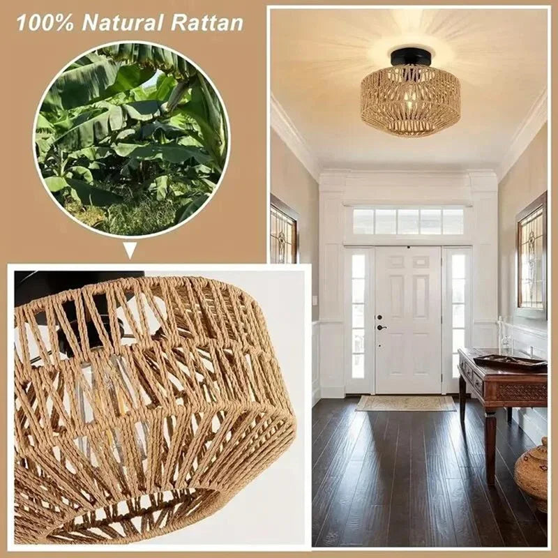 Bamboo Ceiling Chandelier - Handmade Rattan Pendant Light for Living Room Decor - ZOOMNSTORE