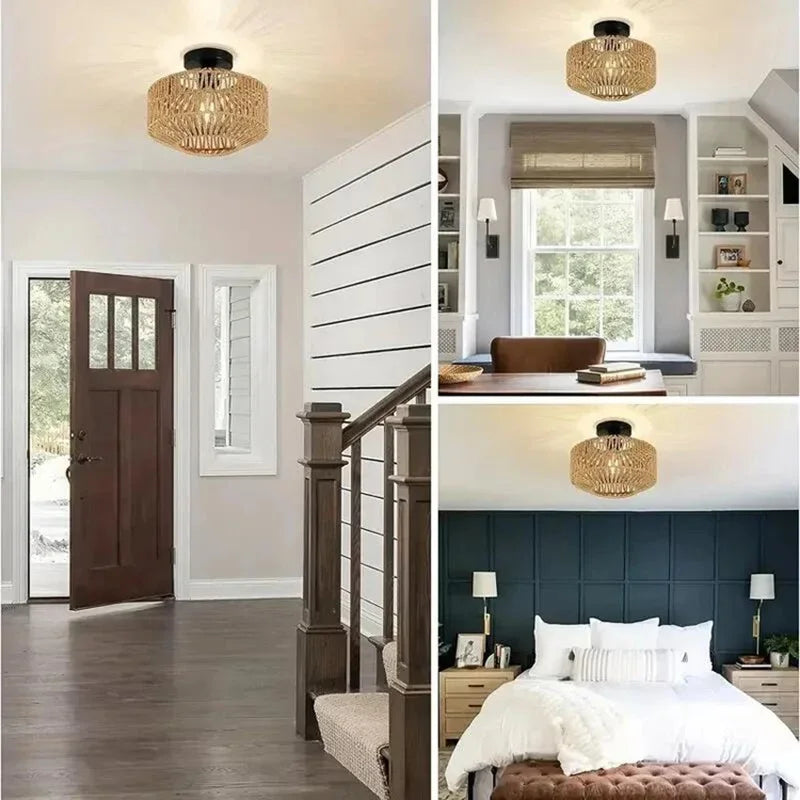 Bamboo Ceiling Chandelier - Handmade Rattan Pendant Light for Living Room Decor - ZOOMNSTORE