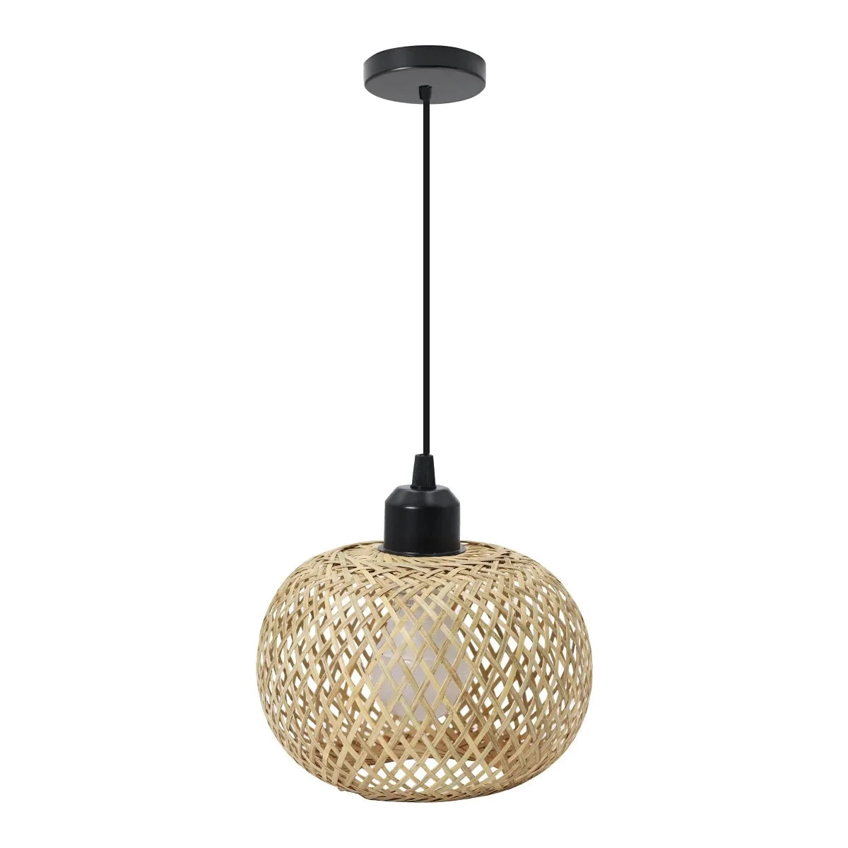 Retro Bamboo Woven Ceiling Lamp - E27 Decorative Light Fixture for Living Room and Corridor - ZOOMNSTORE