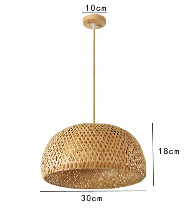 Bamboo Pendant Lamp - Hand Knitted Chinese Style Hanging Light Fixture for Home Decor - ZOOMNSTORE