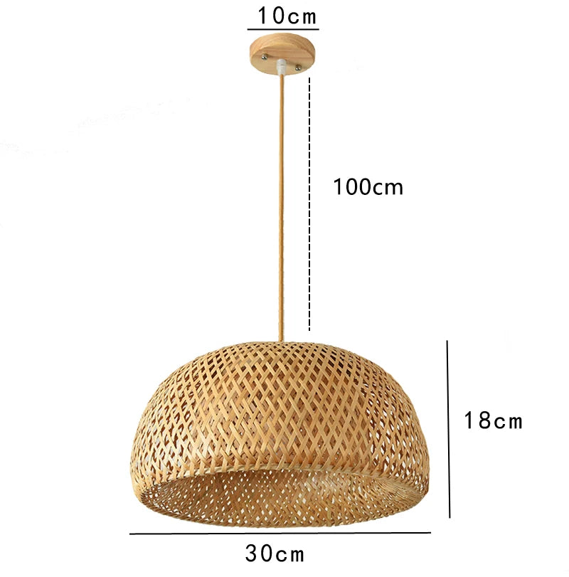 Bamboo Pendant Lamp - Hand Knitted Chinese Style Hanging Light Fixture for Home Decor - ZOOMNSTORE