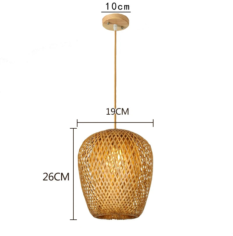 Bamboo Pendant Lamp - Hand Knitted Chinese Style Hanging Light Fixture for Home Decor - ZOOMNSTORE