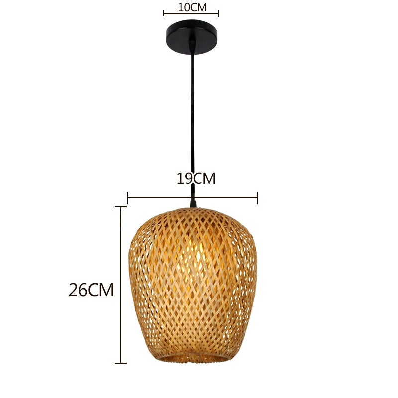 Bamboo Pendant Lamp - Hand Knitted Chinese Style Hanging Light Fixture for Home Decor - ZOOMNSTORE