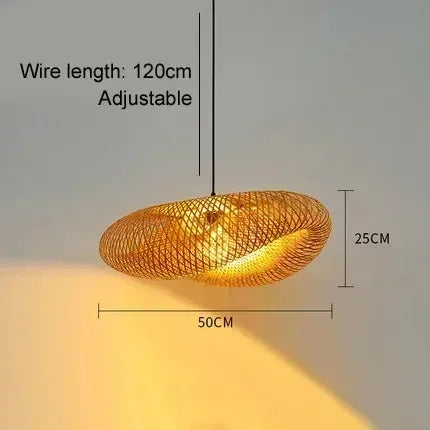 Bamboo Weaving LED Pendant Light - Handmade Vintage Chandelier for Dining Living Room - ZOOMNSTORE