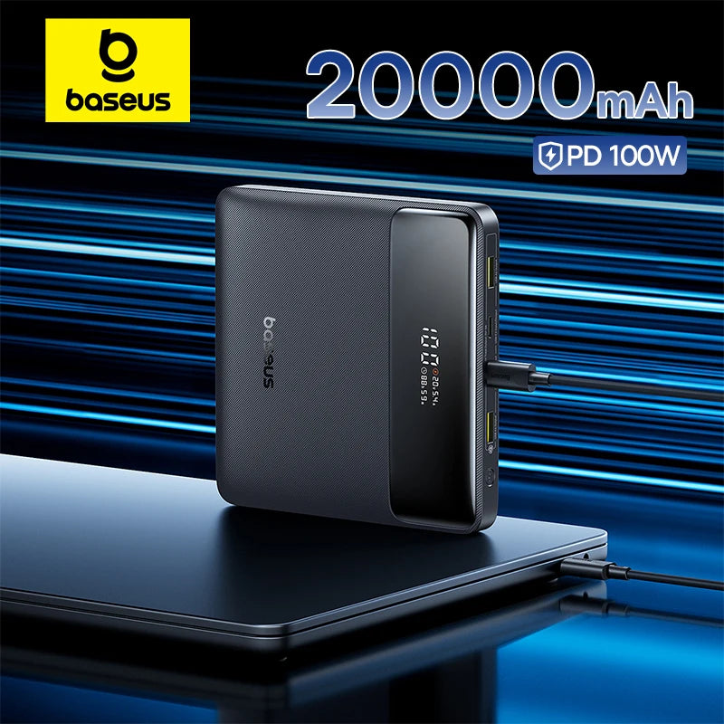 Baseus 100W Power Bank 20000mAh Capacity PD Fast Charging Battery Charger Powerbank For Laptops MacBook iPhone Samsung Xiaomi - ZOOMNSTORE