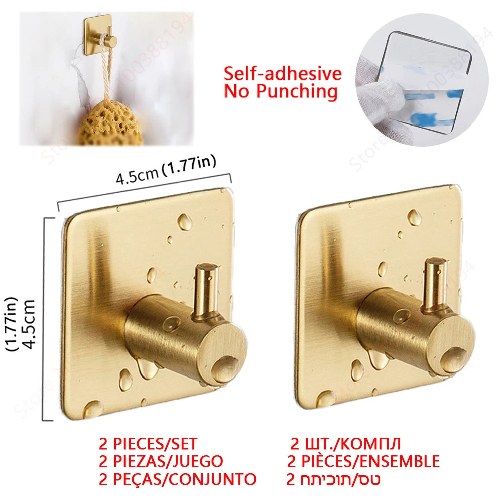 Adhesive Bathroom Hardware Accessories Towel Rack Toilet Paper Dispenser Holder Wall Coat Hooks Towel Rail Ring Roll Hanger Set - ZOOMNSTORE