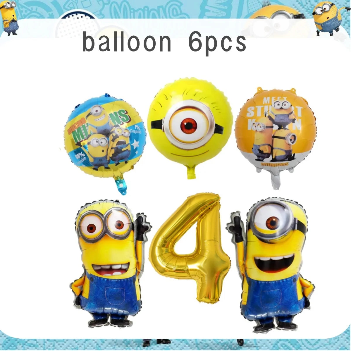 Big Eye Yellow Man Birthday Party Supplies - Disposable Tableware Tablecloth Plates Cups Balloons - ZOOMNSTORE