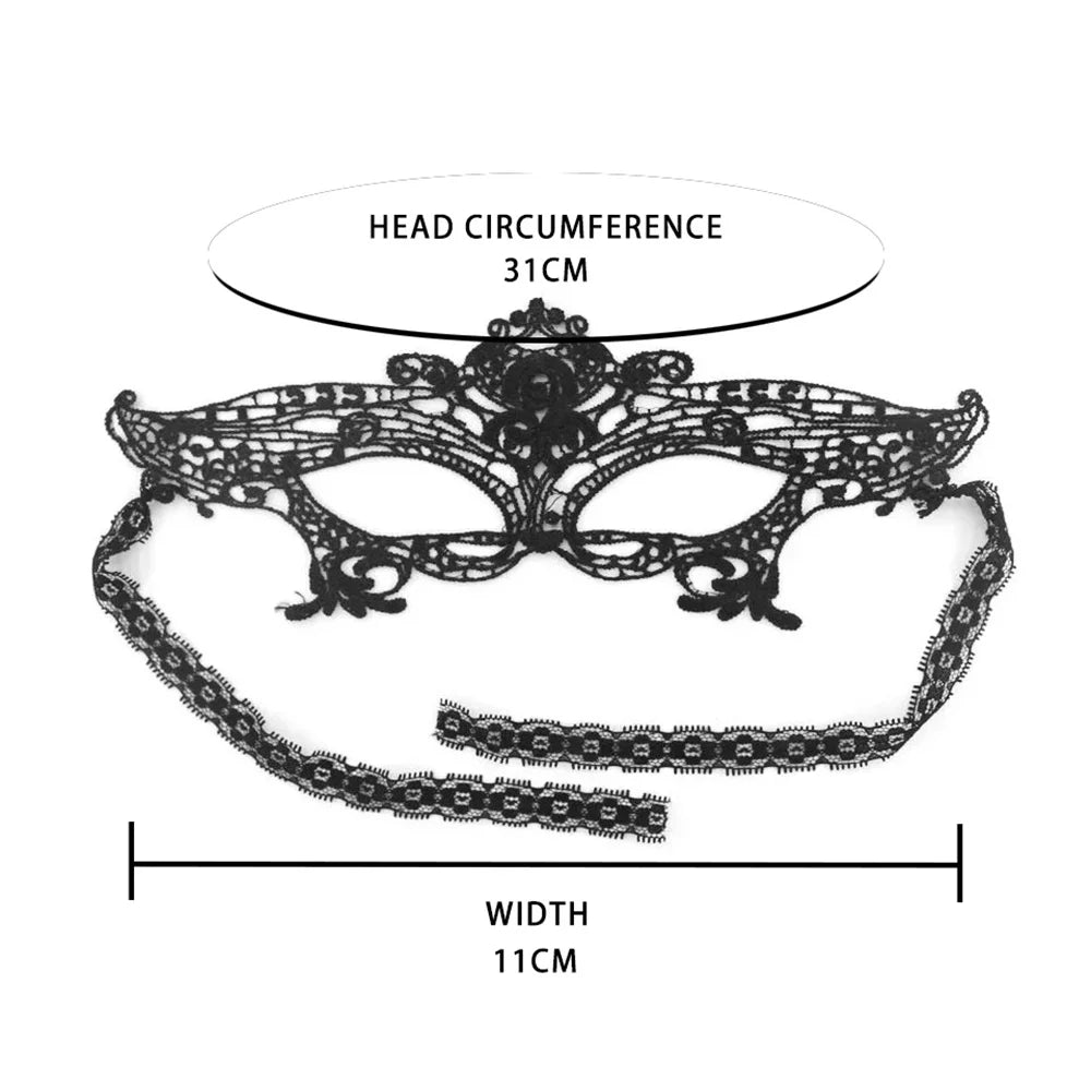 Black Lace Queen Masquerade Mask - Embroidered Carnival Costume Accessory - ZOOMNSTORE