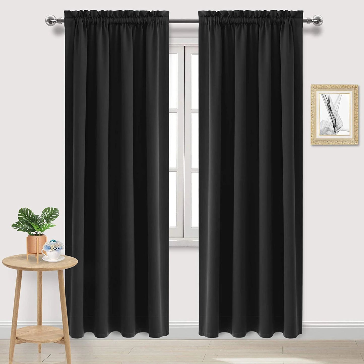1 Panel Blackout Curtains Light Reducing Thermal Insulated Grommet Black Out Curtains Panels Drapes for Living Room Bedroom - ZOOMNSTORE