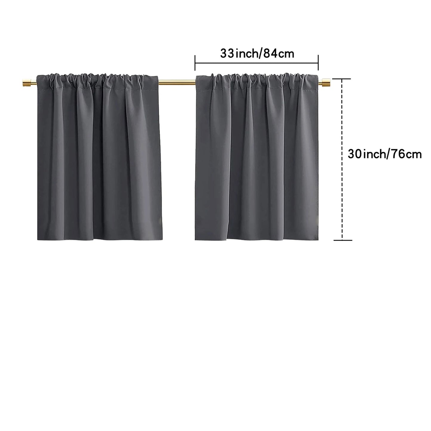 Blackout Short Curtains - 2 Panel Kitchen RV Drapes for Small Windows - ZOOMNSTORE
