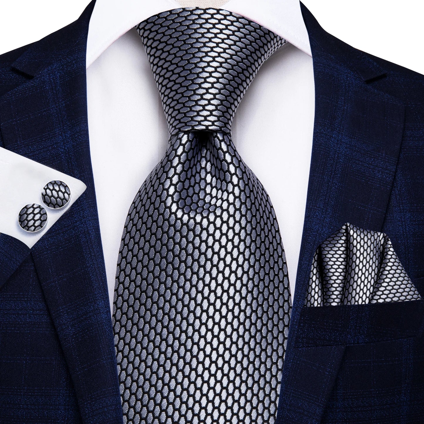 Blue Silk Mens Tie - Formal 100 Silk NeckTie for Weddings and Business - ZOOMNSTORE
