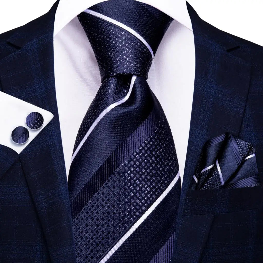 Blue Silk Mens Tie - Formal 100 Silk NeckTie for Weddings and Business - ZOOMNSTORE