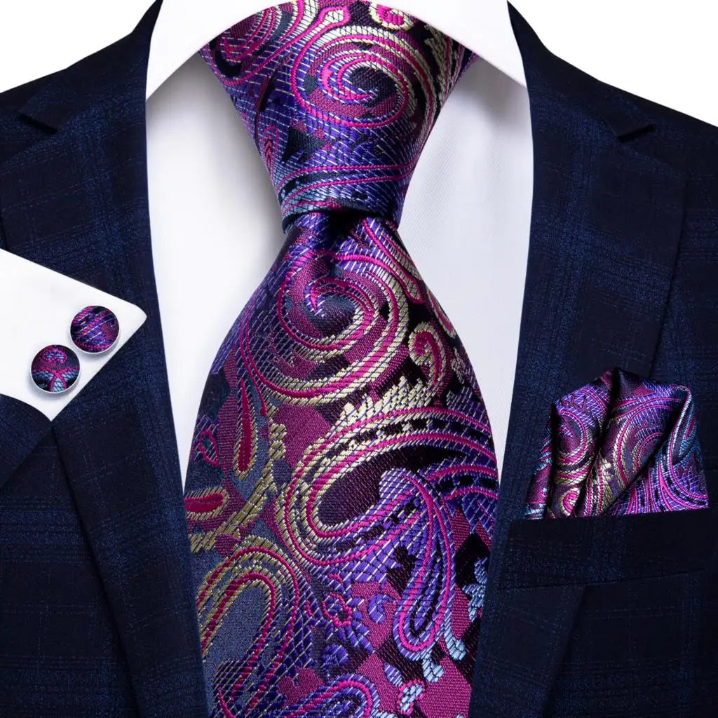 Blue Silk Mens Tie - Formal 100 Silk NeckTie for Weddings and Business - ZOOMNSTORE
