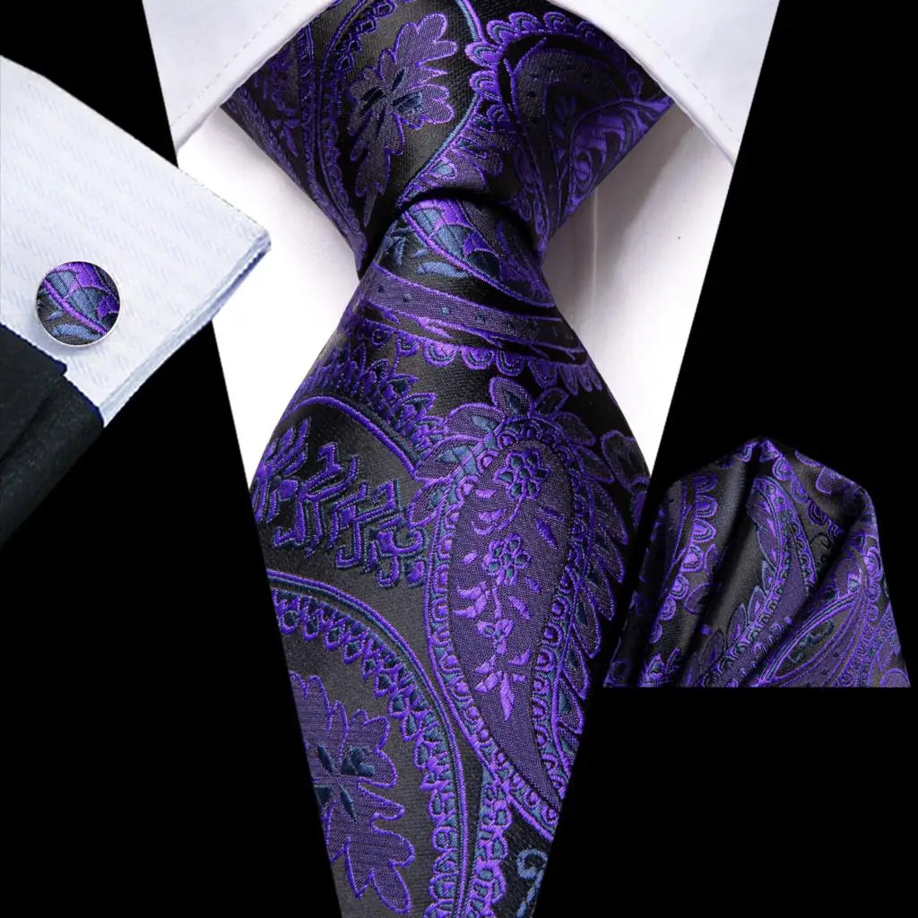 Blue Silk Mens Tie - Formal 100 Silk NeckTie for Weddings and Business - ZOOMNSTORE