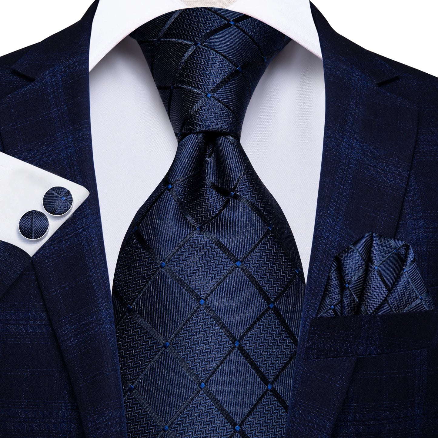 Blue Silk Mens Tie - Formal 100 Silk NeckTie for Weddings and Business - ZOOMNSTORE
