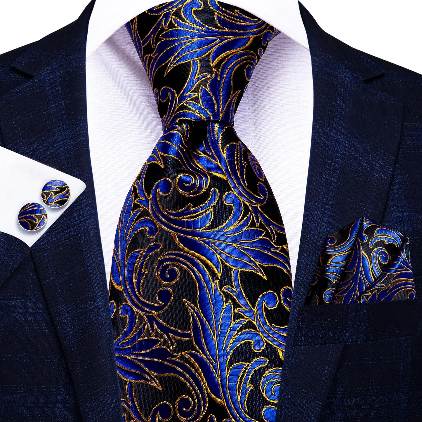 Blue Silk Mens Tie - Formal 100 Silk NeckTie for Weddings and Business - ZOOMNSTORE