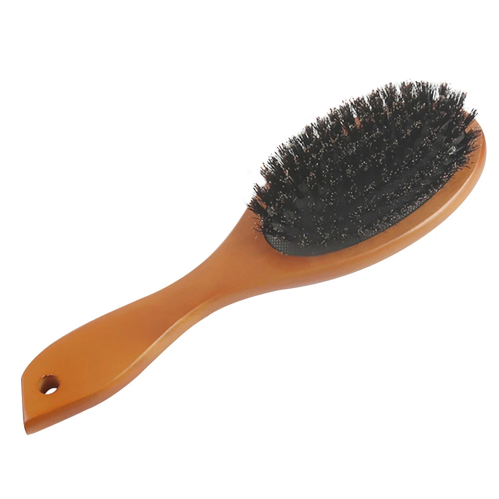 Natural Boar Bristle Hair Brush - Anti-Static Oval Hair Comb for Women - ZOOMNSTORE