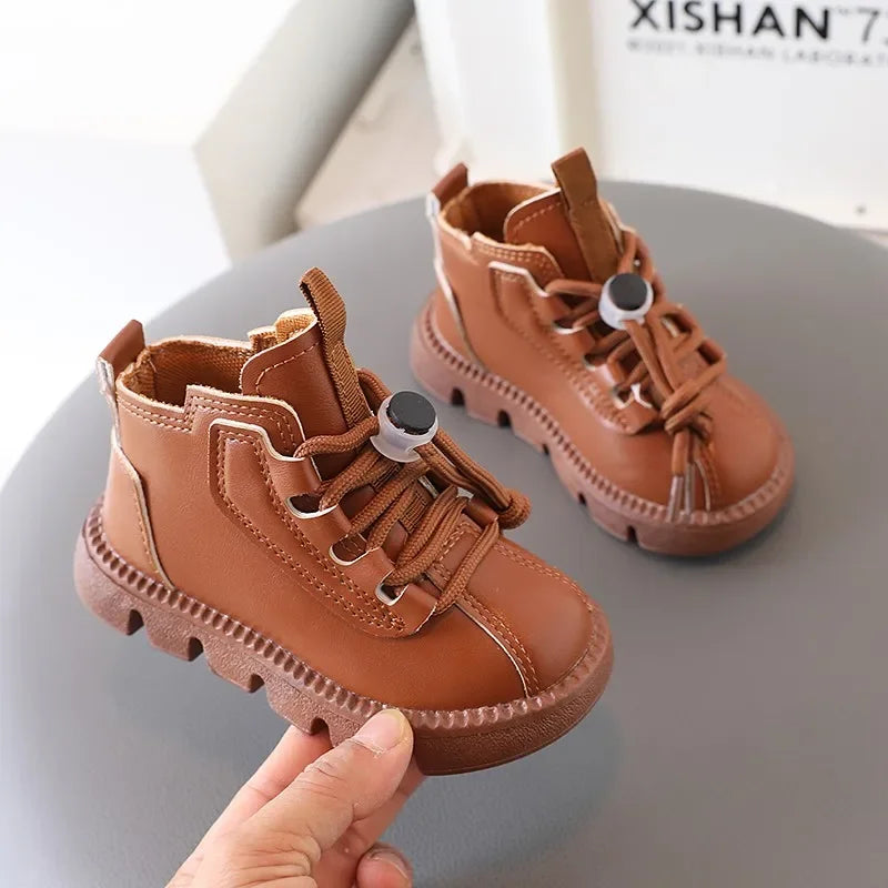 Boys Ankle Boots – Kids Winter Boots With Soft Rubber Sole & Lace-Up Style - ZOOMNSTORE