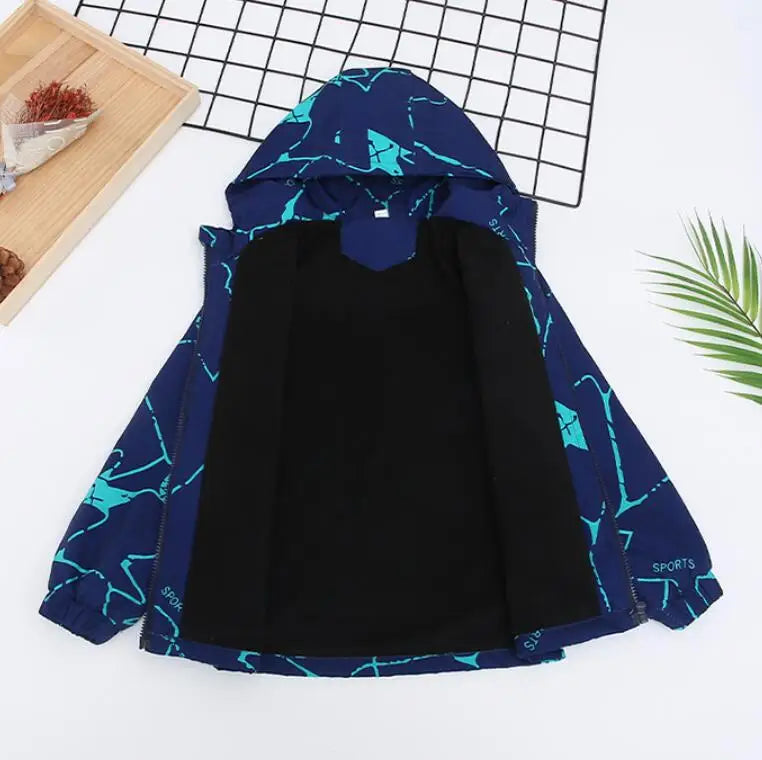 Boys Waterproof Winter Jacket - Thick Hooded Windbreaker for Kids - ZOOMNSTORE