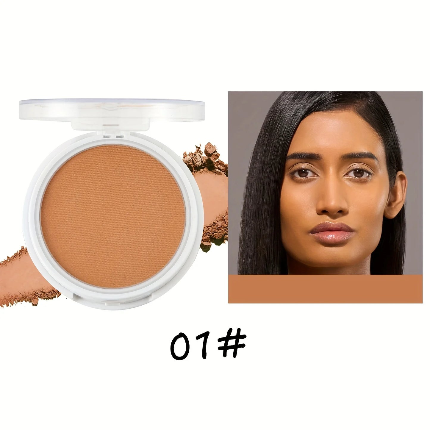 Wheat Bronzing Powder for Dark Skin - Matte Finish Sweatproof Foundation with Puff Mirror - ZOOMNSTORE