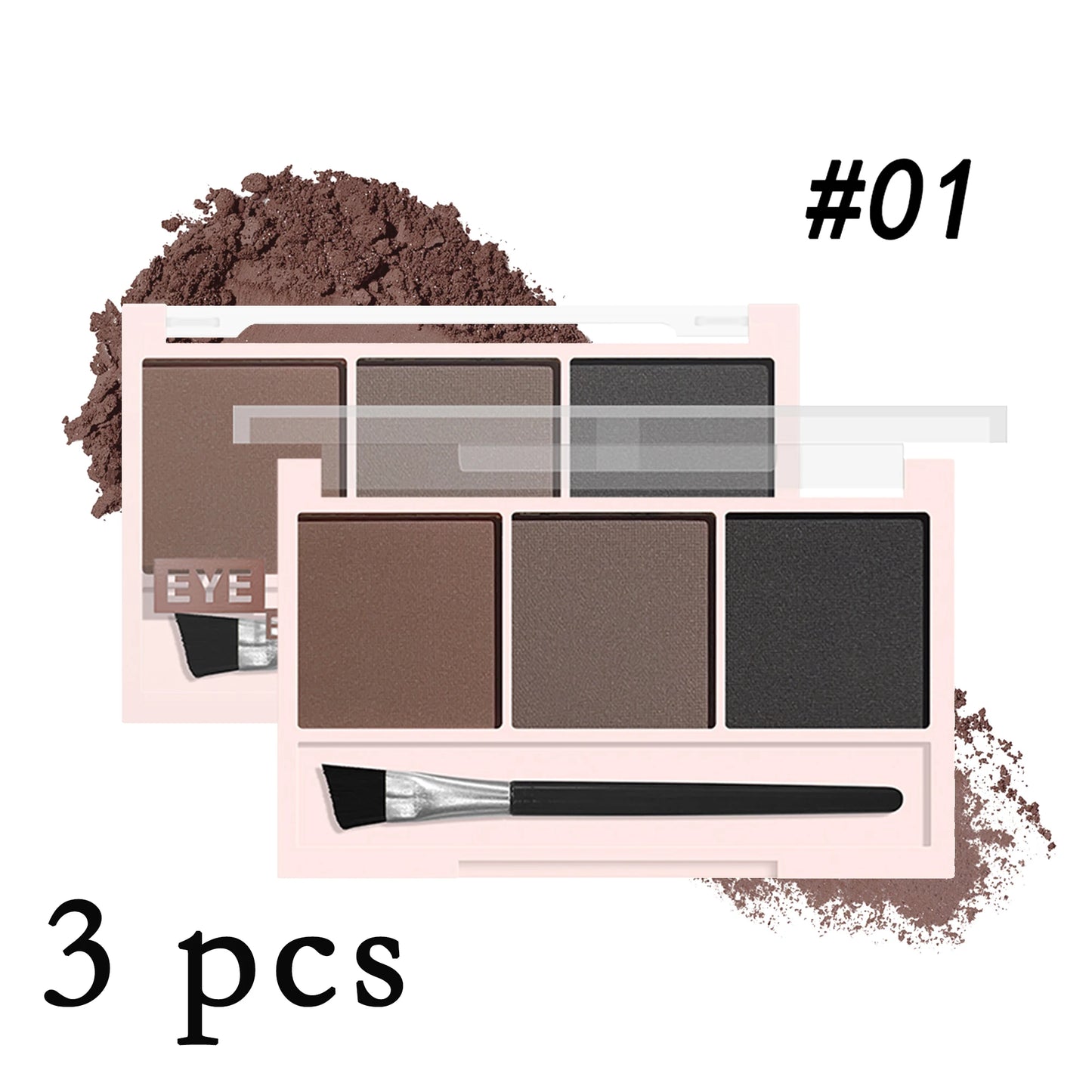 3-Color Brow Powder Set with Brush - Long-lasting Contour Makeup for Natural Look - ZOOMNSTORE