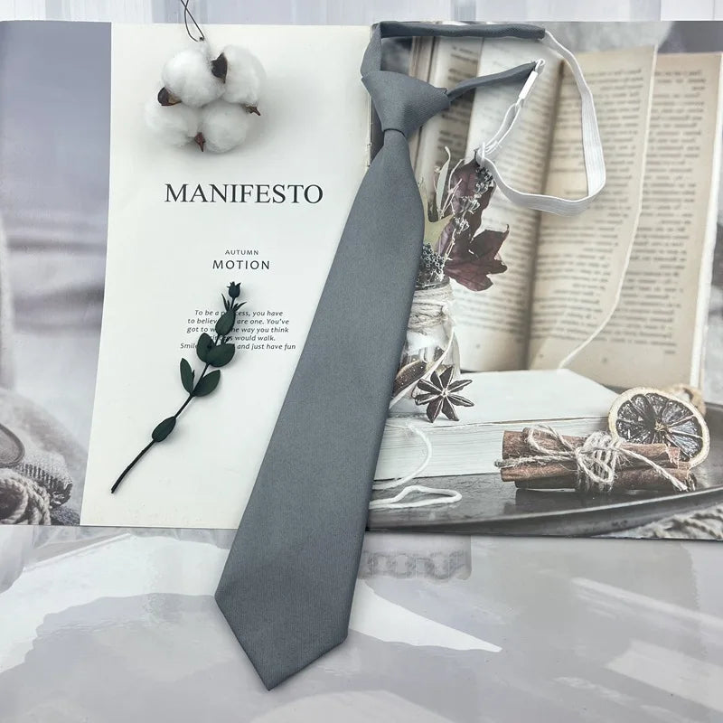 Brown Necktie - Trendy Solid Tie for College Students and Lazy-tie Uniforms - ZOOMNSTORE