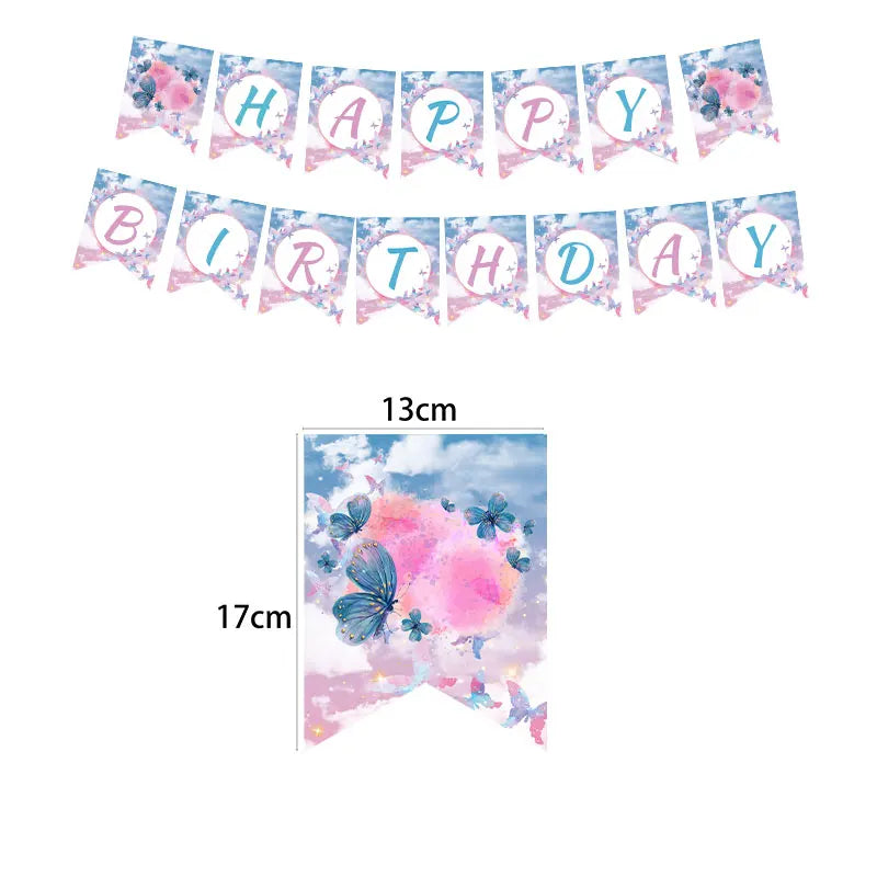 Butterfly Party Tableware Set - Disposable Plates Napkins Cups Tablecloth for Baby Shower Birthday - ZOOMNSTORE