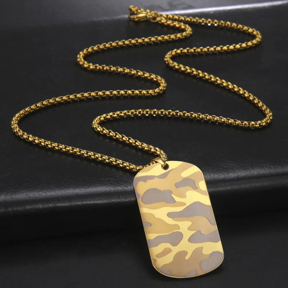Camouflage Military Dog Tag Necklace - Stainless Steel Hip Hop Jewelry for Men - ZOOMNSTORE