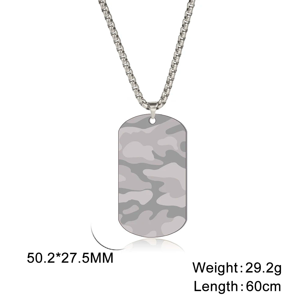 Camouflage Military Dog Tag Necklace - Stainless Steel Hip Hop Jewelry for Men - ZOOMNSTORE