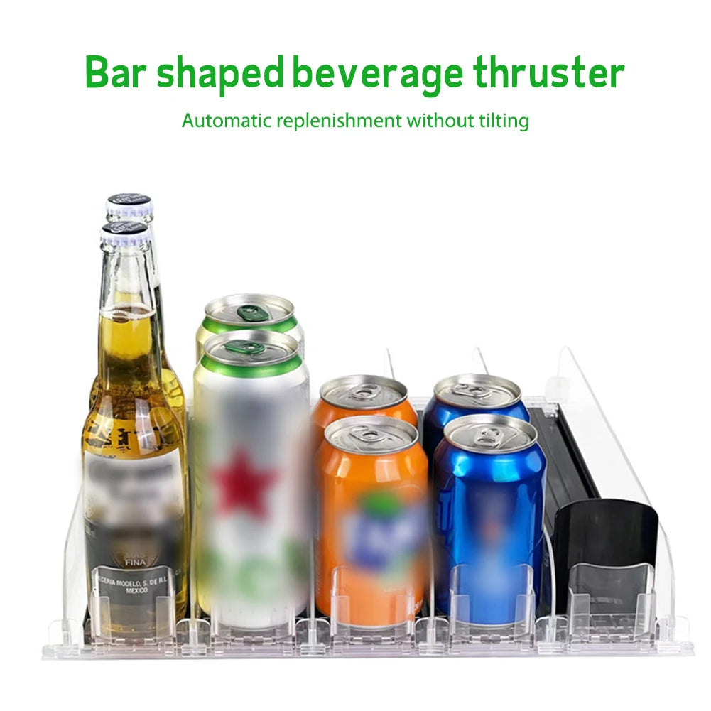 Canned Beverage Organizer - Adjustable Spring Push Rack for Fridge Storage - ZOOMNSTORE